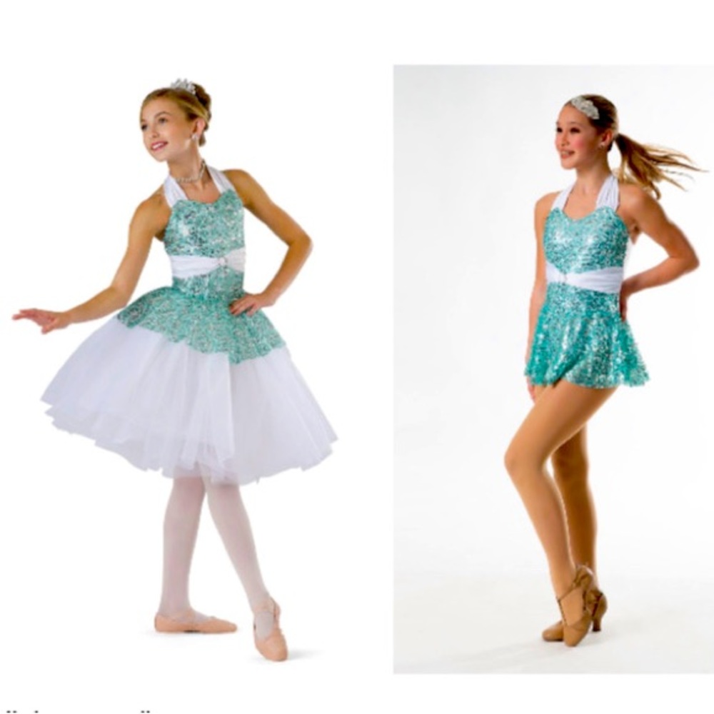 Blue and white Dance leotard with with tutu